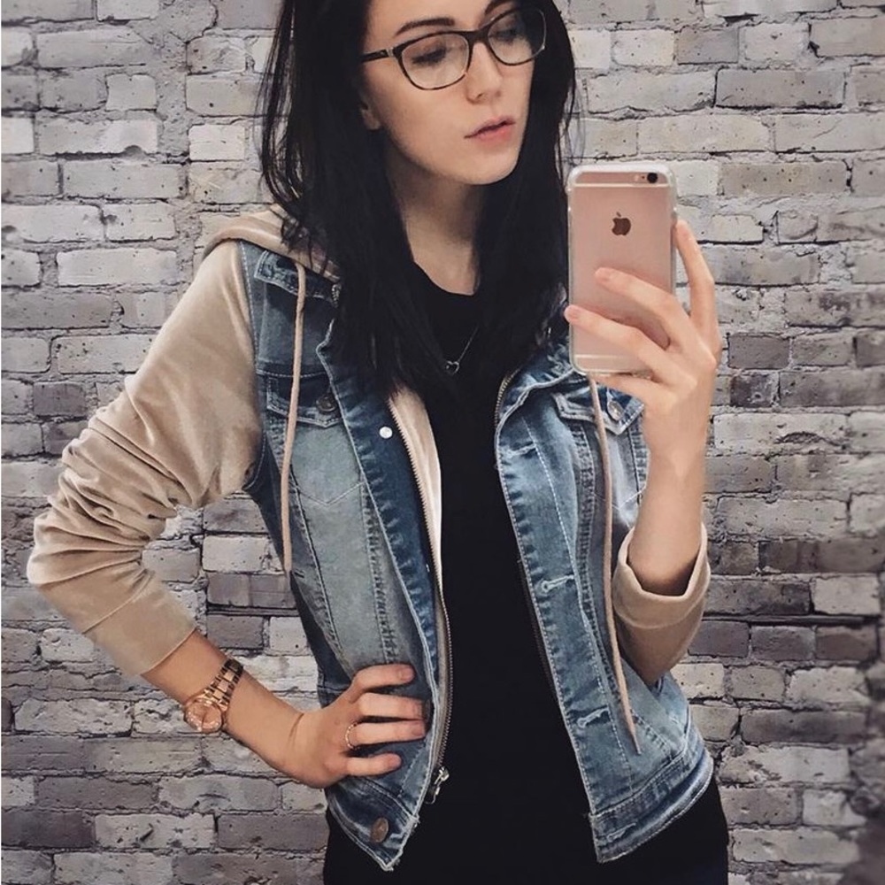 Jean Jacket with Velvet Hood